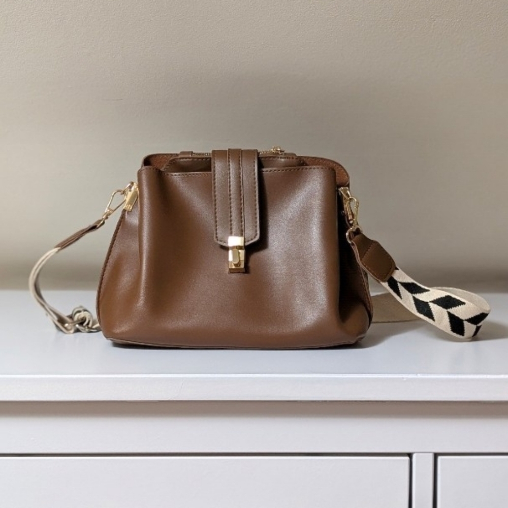 Brown Faux Leather Handbag